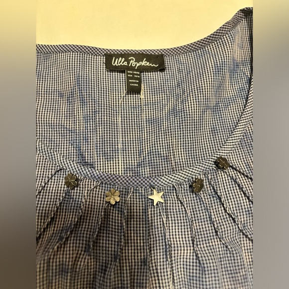 Ulla Popken NWT blue and white tunic with pewter colored accents, 16/18 - Picture 3 of 11